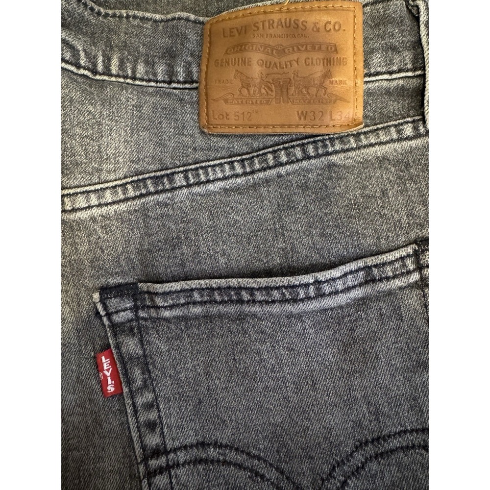 Levis Premium 512 Slim Taper Jeans Mens 32 Big E Black Gray Denim 32x32.5 3309–8